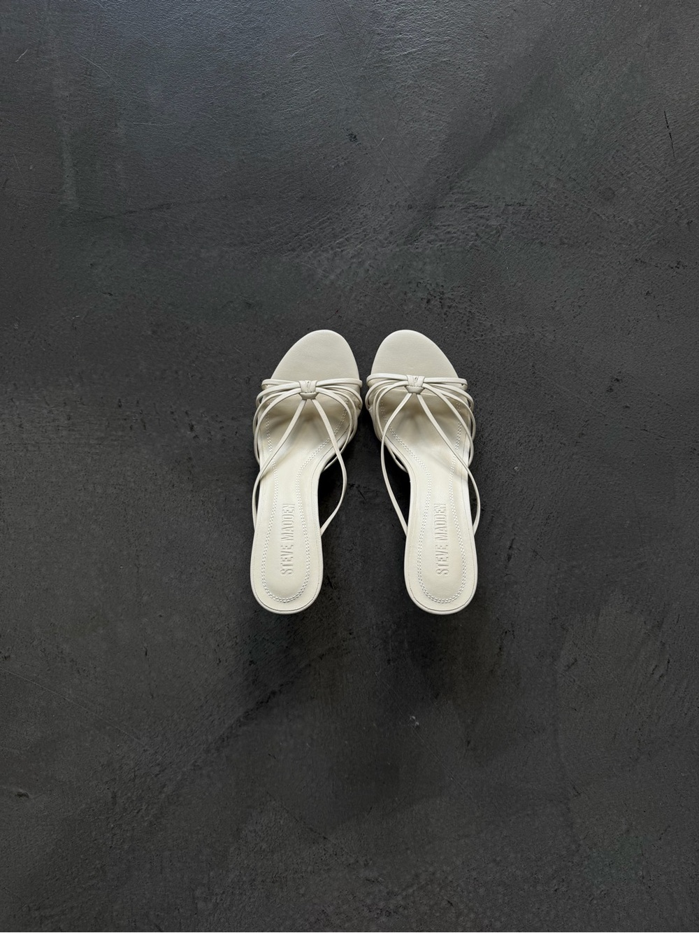 Steve Madden Ivory Knot-Strap Slide Mules